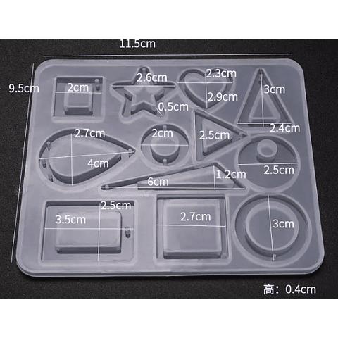 Molde de silicona aros/pendientes multiforma lagunas A089, con orificio