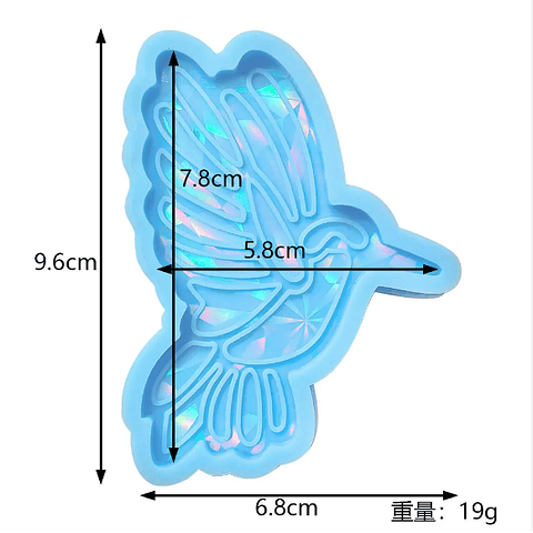Molde de silicona COLIBRÍ, acabado holográfico 7,8cm