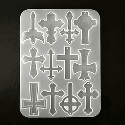 Molde de silicona doce CRUCES con orificio, estilos diseños.