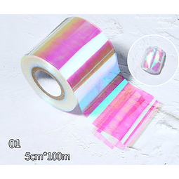 Rollo de papel iridiscente tonos rosa, 5cm x 100m