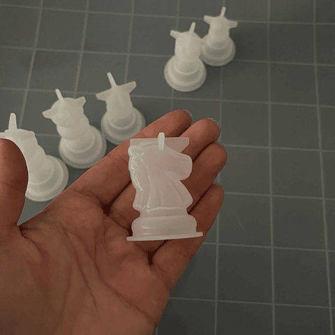 Set moldes de silicona juego AJEDREZ, tablero + seis moldes piezas 