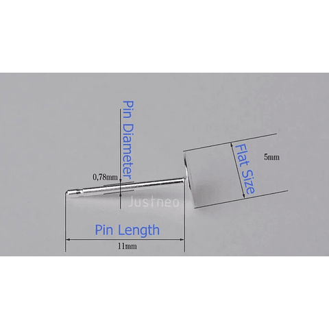 Bases de Plata esterlina 925 sólida, para aros, 1 par, 5mm. Pureza 92,5%