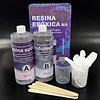 Kit resina epóxica cristal de litro, 1000ml (500ml cada botella), proporción 1:1 volumétrica, libre de VOC, libre de BPA.