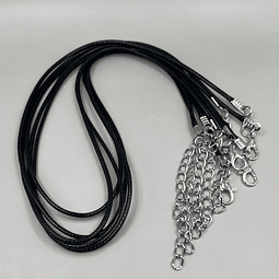 Collar/cadena cuerina 48cm (24cm doblada), 5uni, Negras, ajustables.