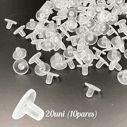 Tornillos/topes traseros de silicona CON BORDE, 20uni (10pares), 0.6x0.9cm.