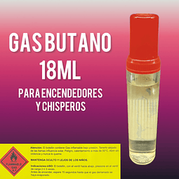 Gas Butano 18ml para encendedores y chisperos. Color al Azar