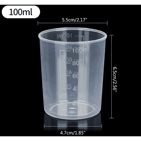 Vaso PLÁSTICO milimetrado 100ml, 1 unidad.