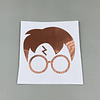 Sticker vinilo metalizado cobre, Harry Potter, lentes/cicatriz, 5cm (1uni)