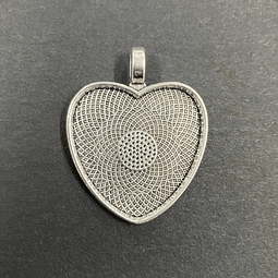 Camafeo #18 CORAZÓN colgante metálico, 1 unidad, 2,5cm, color PLATA