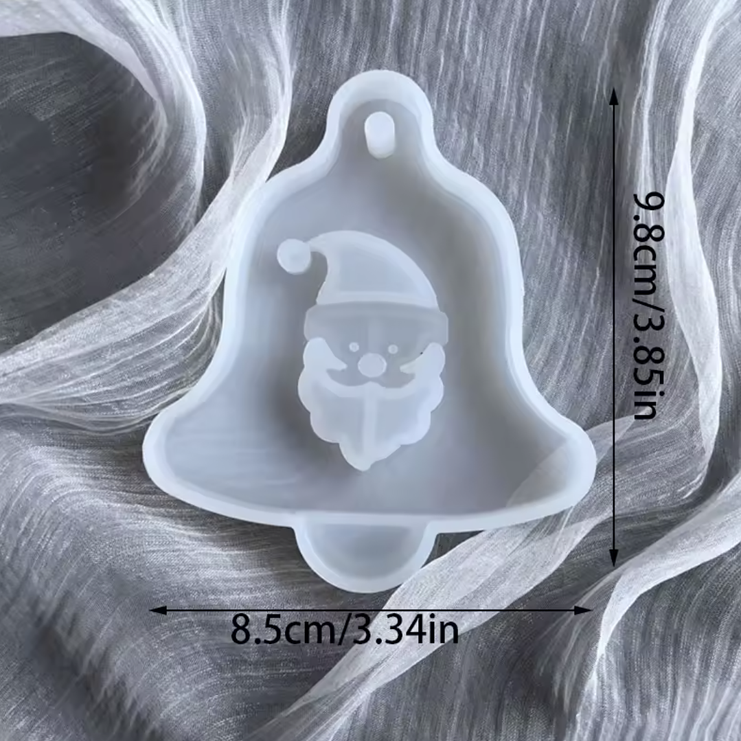 Molde de silicona colgante ornamento navidad CAMPANA/SANTA 10cm 1