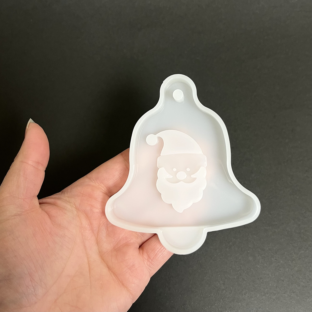 Molde de silicona colgante ornamento navidad CAMPANA/SANTA 10cm 2