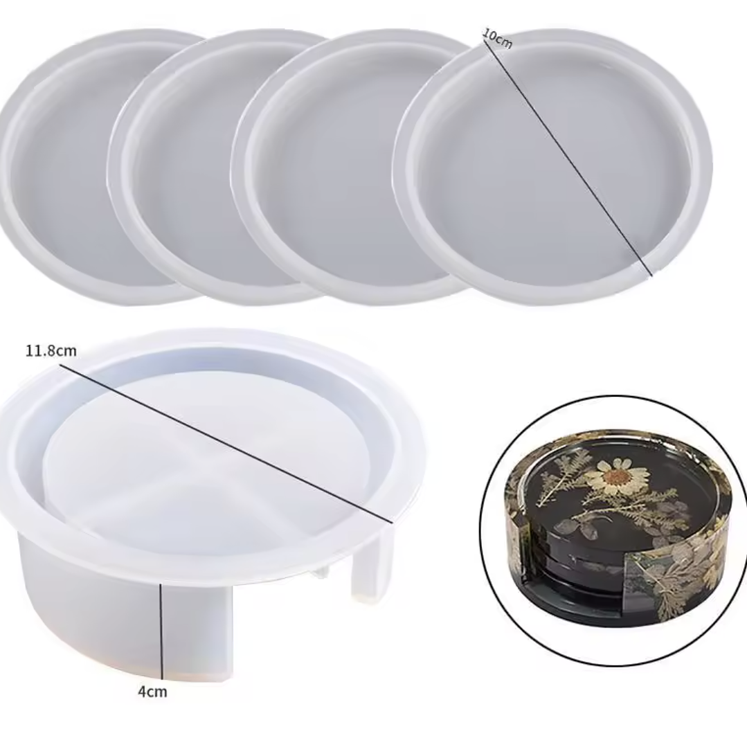 Juego de moldes posavasos CIRCULARES + contenedor, 5 piezas 2