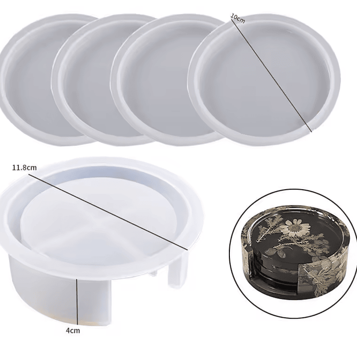Juego de moldes posavasos CIRCULARES + contenedor, 5 piezas 2