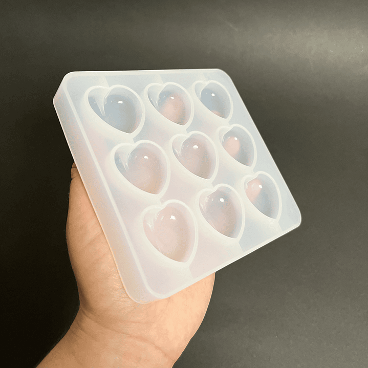 Molde de silicona nueves corazones medianos/profundos, 3cm. 3