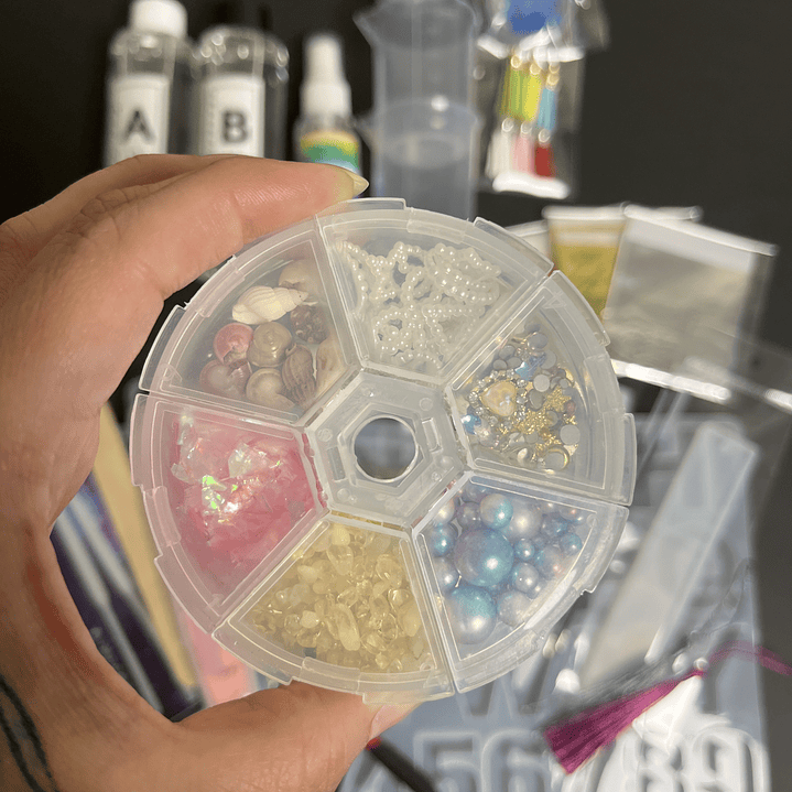 Kit inicial para regalo 100pcs, con resina epóxica de 300ml. Llaveros, marca páginas, lápiz. 3