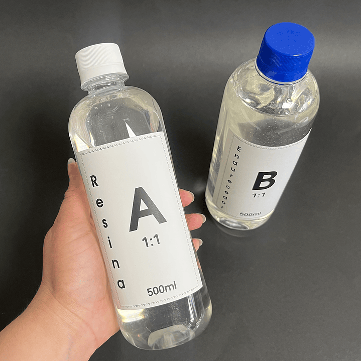 Resina epóxica transparente 1000ml (1 litro), viscosidad media, proporción 1:1 en volumen. 2