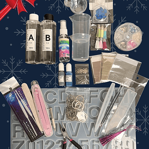 Kit inicial para regalo 100pcs, con resina epóxica de 300ml. Llaveros, marca páginas, lápiz.