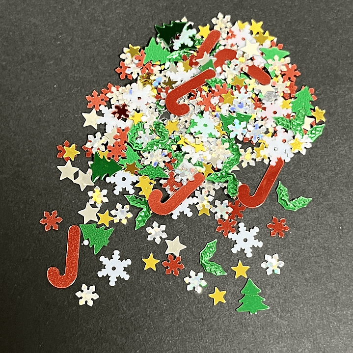 Mix Lentejuelas NAVIDAD 6g, copos, bastones, estrellas, etc. 1