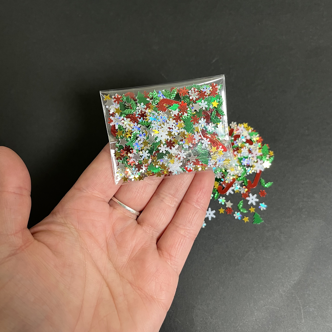 Mix Lentejuelas NAVIDAD 6g, copos, bastones, estrellas, etc. 2