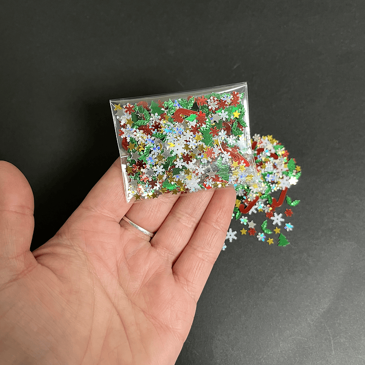 Mix Lentejuelas NAVIDAD 6g, copos, bastones, estrellas, etc. 2