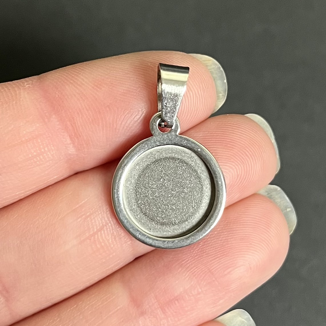 Camafeo circular con valier 1,2cm PLATEADO, acero inoxidable, 1 uni. 1