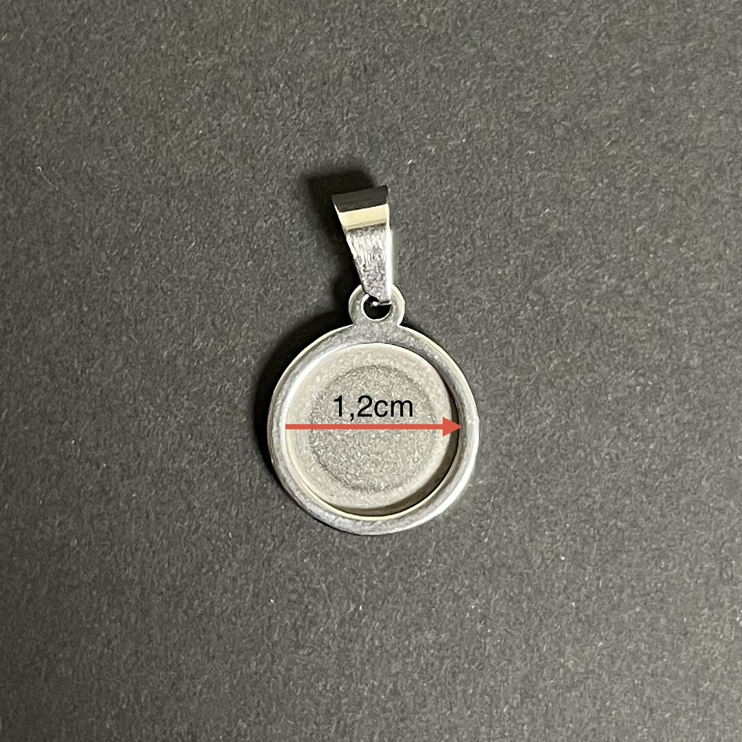 Camafeo circular con valier 1,2cm PLATEADO, acero inoxidable, 1 uni. 2