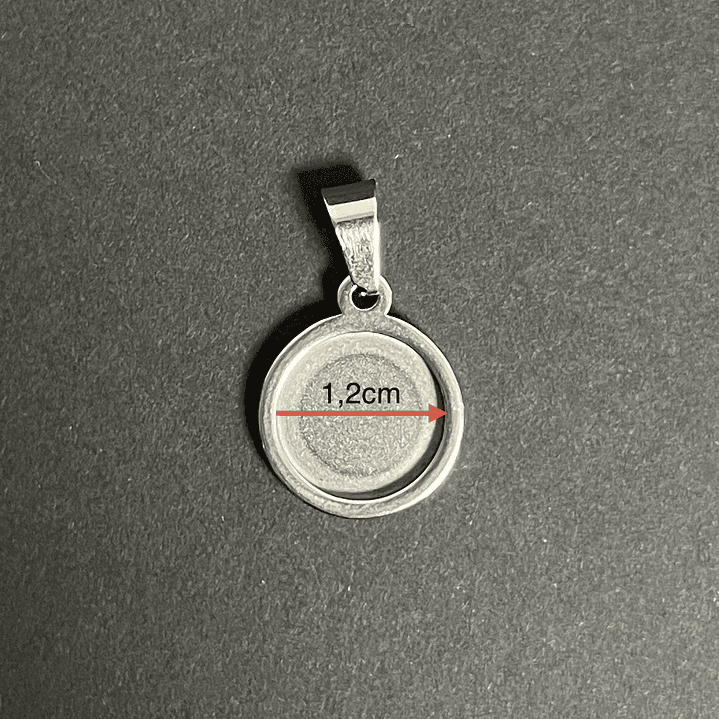 Camafeo circular con valier 1,2cm PLATEADO, acero inoxidable, 1 uni. 2