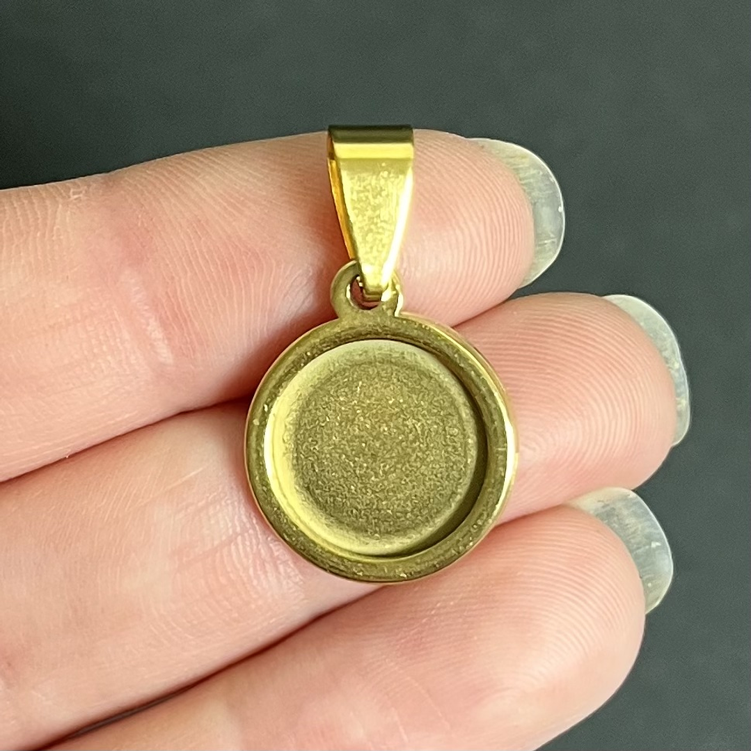 Camafeo circular con valier 1,2cm DORADO, acero inoxidable, 1 uni. 1