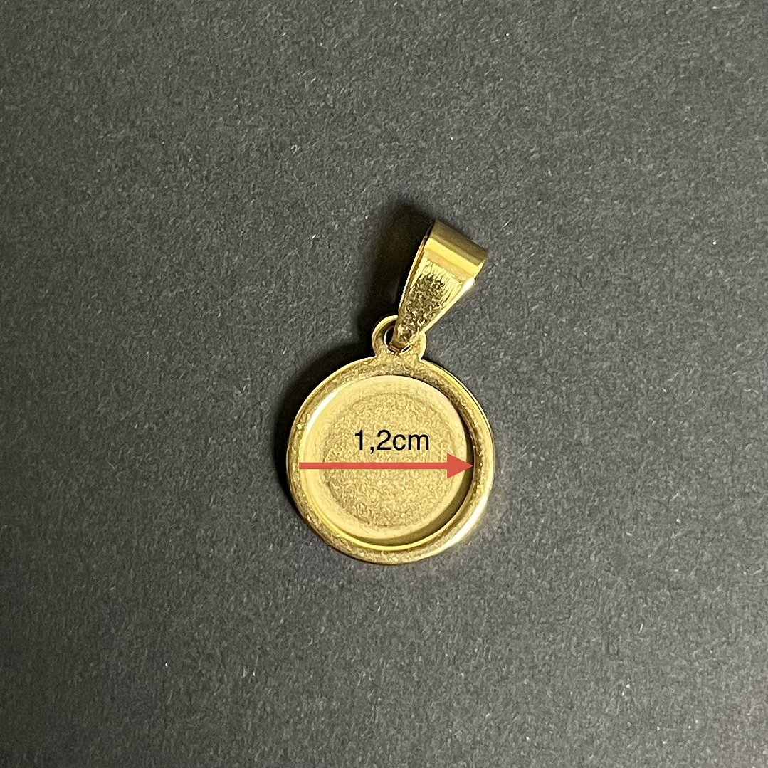 Camafeo circular con valier 1,2cm DORADO, acero inoxidable, 1 uni. 2