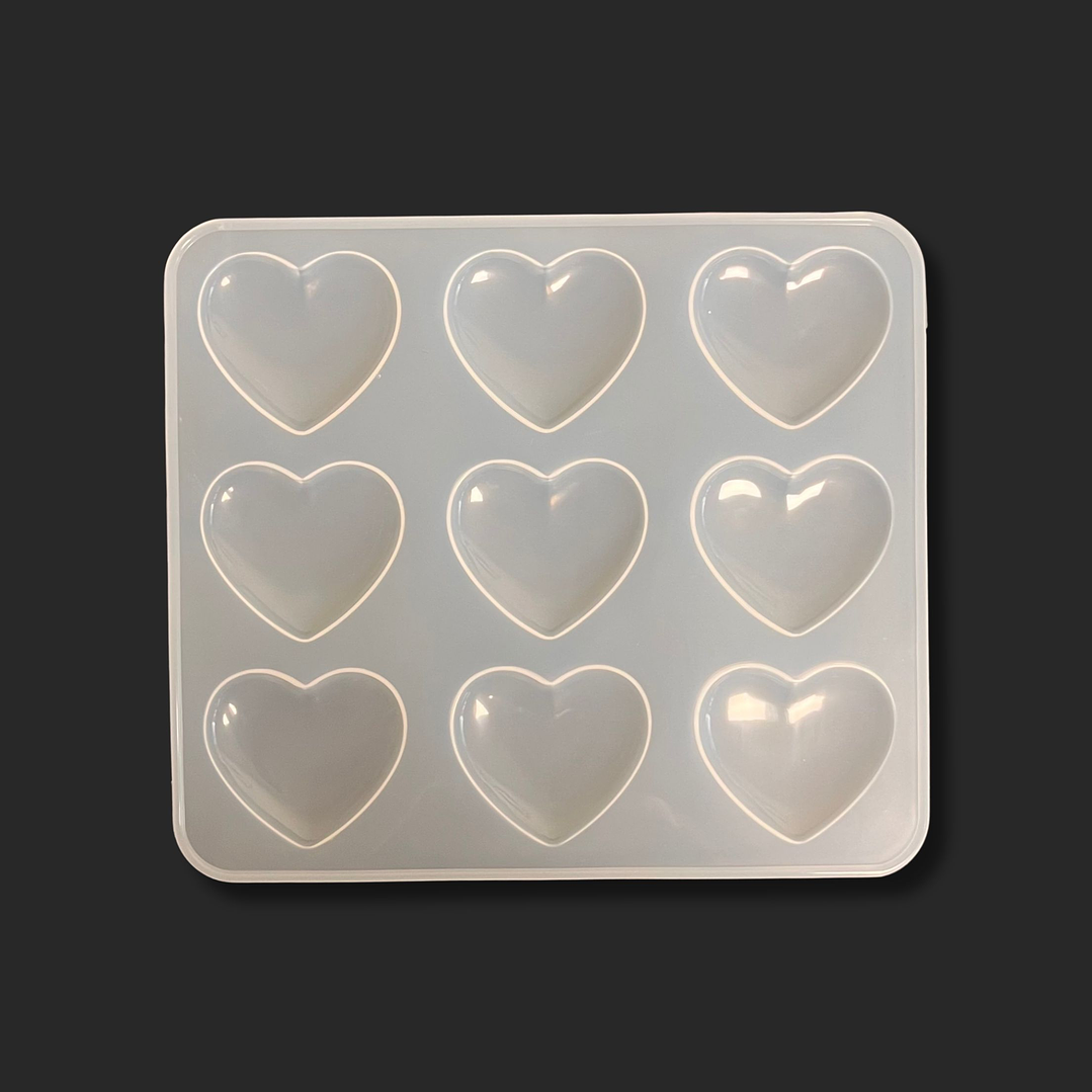 Molde de silicona NUEVE CORAZONES lisos, 5cm. 1