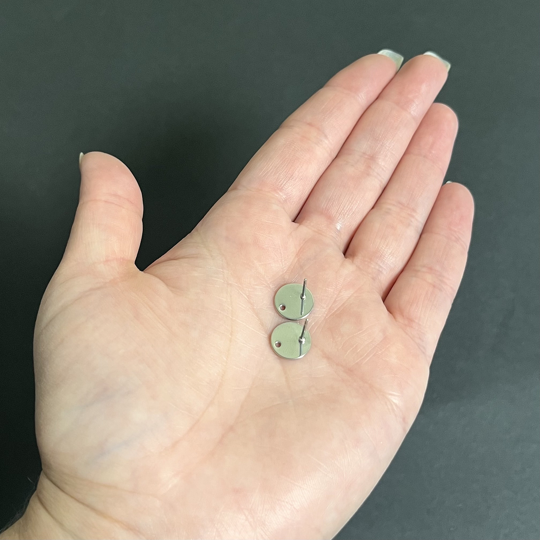 Pendientes circulares 10mm, 1 par, acero inoxidable, PLATEADO 2