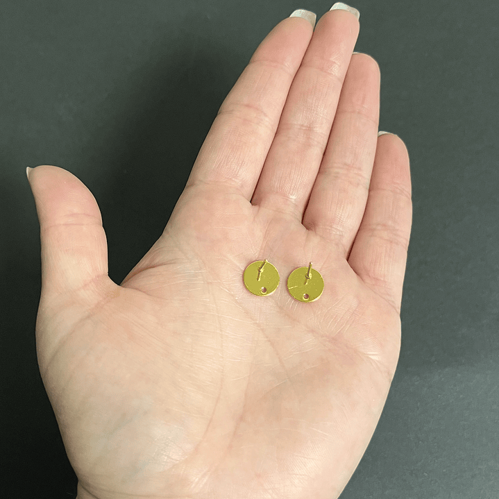 Pendientes/base circulares 10mm, 1 par, acero inoxidable, DORADO 2