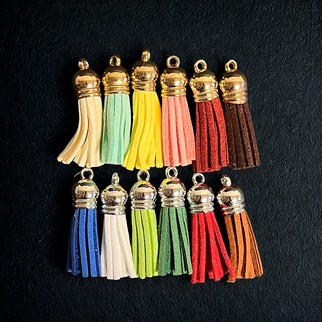 Borlas/flequillos cortas gamuza, 12uni, colores mixtos.  1