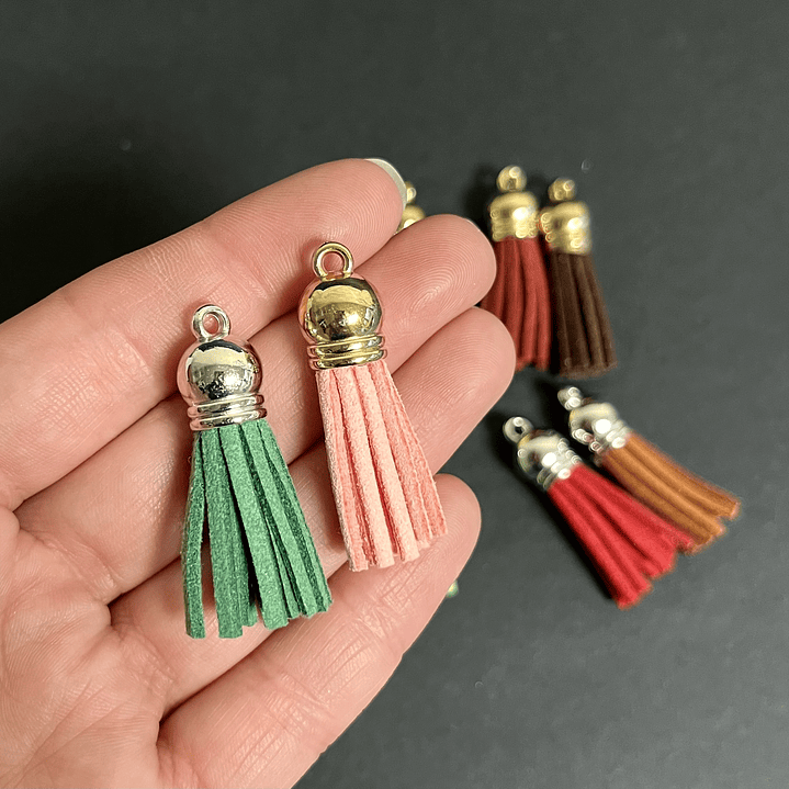 Borlas/flequillos cortas gamuza, 12uni, colores mixtos.  2