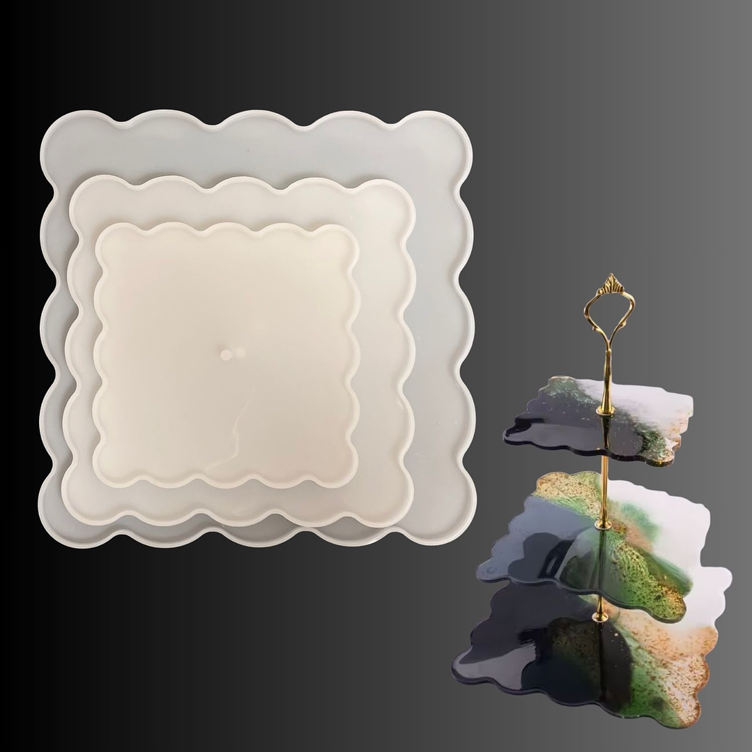 Set moldes de silicona bandejas TRES NIVELES CUADRADA. 1