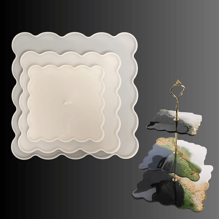 Set moldes de silicona bandejas TRES NIVELES CUADRADA. 1