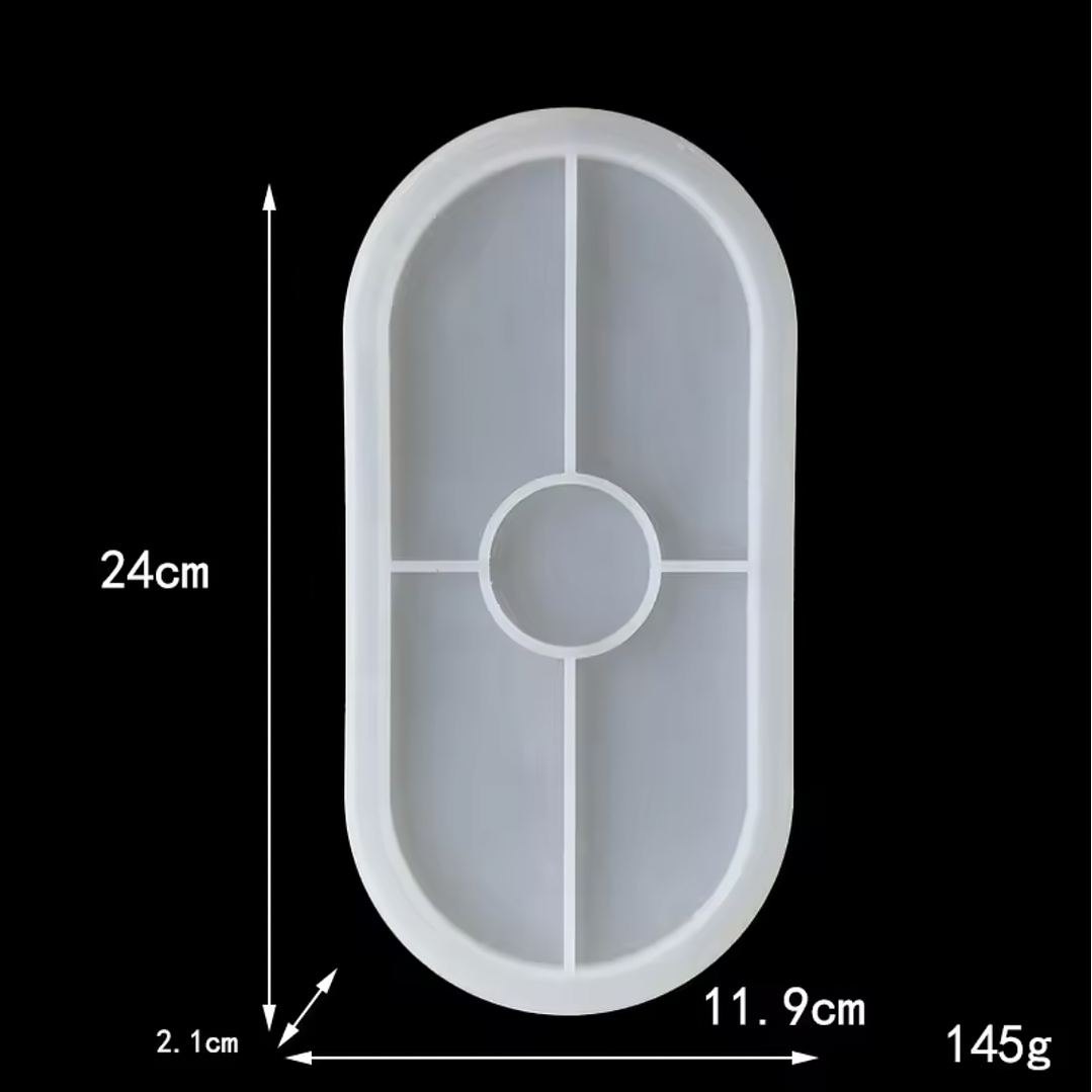 Molde de silicona bandeja elíptica grande 24cm, con borde. 2