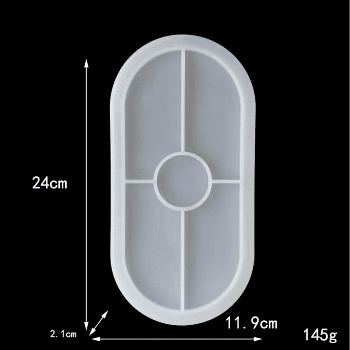 Molde de silicona bandeja elíptica grande 24cm, con borde. 2