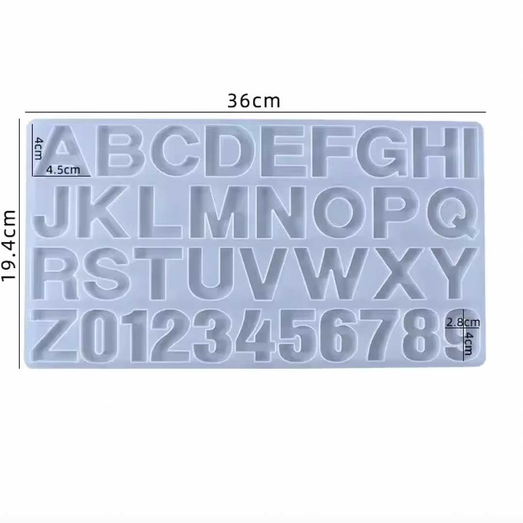 Molde de silicona letras Alfanumérico POR EL DERECHO, 36cm. 2