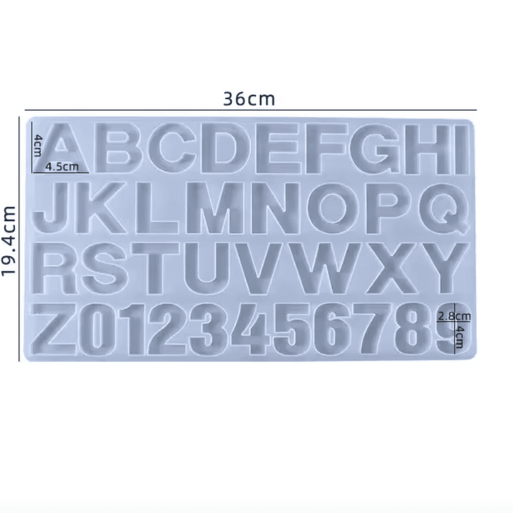 Molde de silicona letras Alfanumérico POR EL DERECHO, 36cm. 2