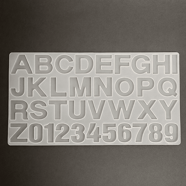 Molde de silicona letras Alfanumérico POR EL DERECHO, 36cm. 1