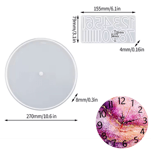 Molde de silicona reloj PEQUEÑO TRADICIONAL 27cm + molde números.