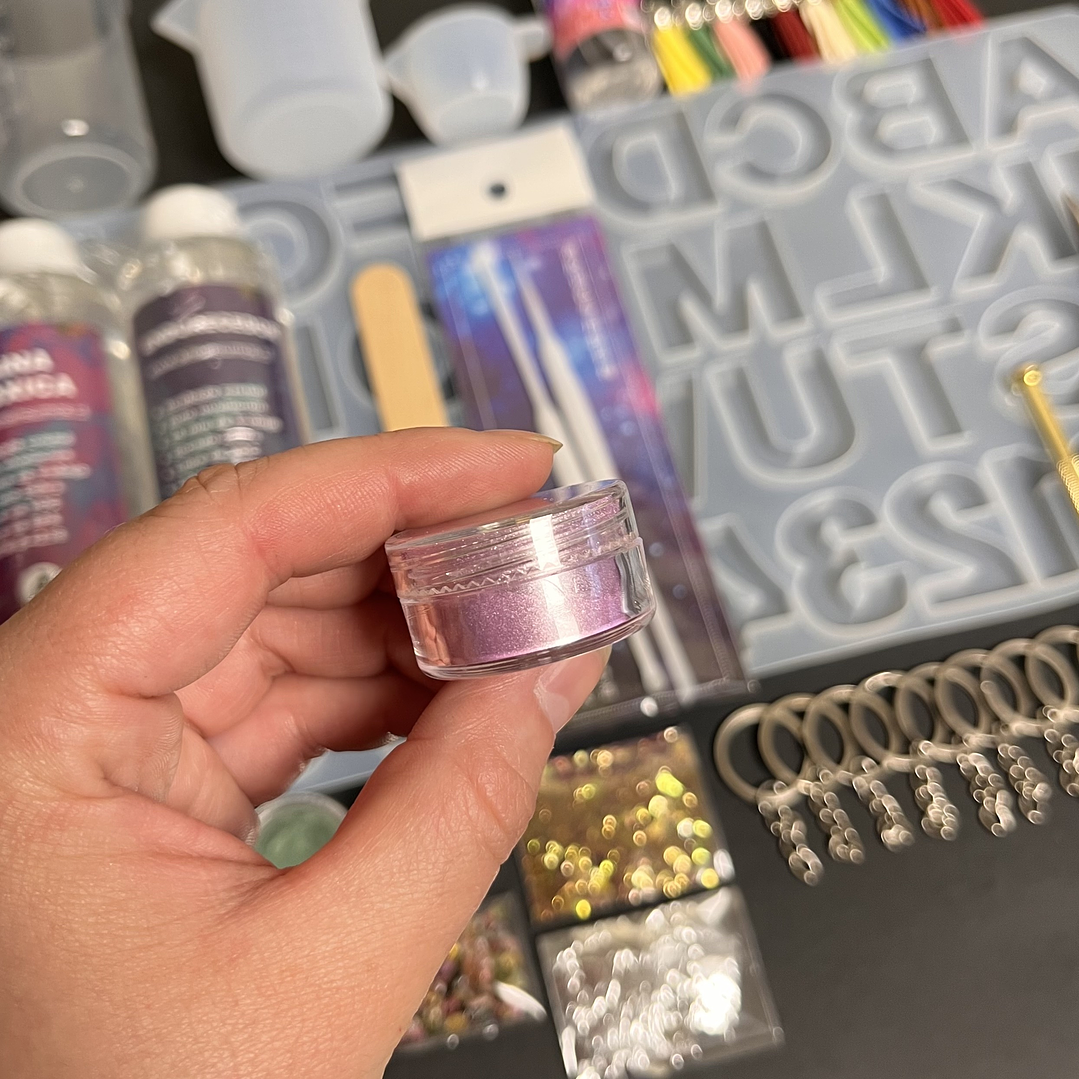 Kit inicial para LLAVEROS, 56pcs, con resina epóxica de 400ml. 4