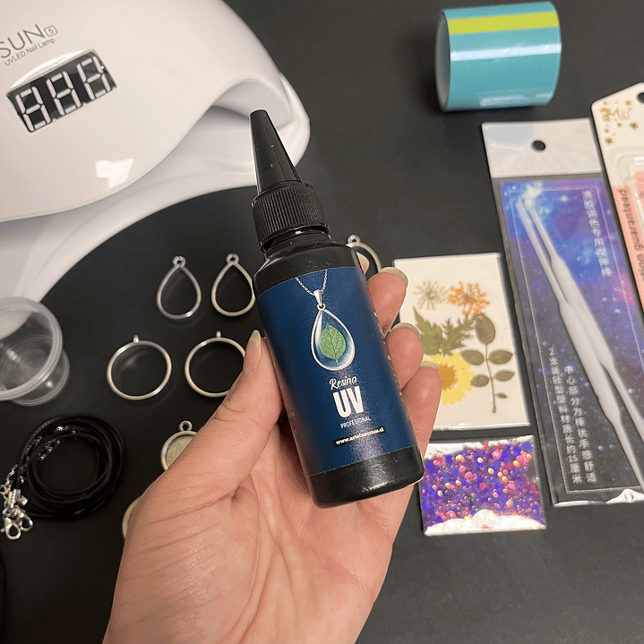 Kit inicial con RESINA UV 50g biseles-camafeos, cinta, herramientas etc... 2