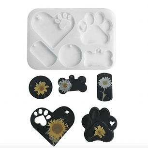 Molde de silicona mix mascota, llavero y placas. 