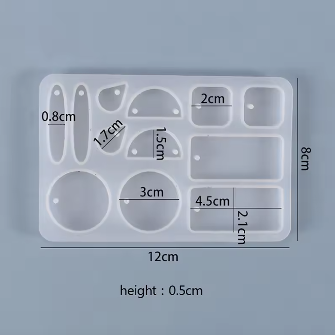 Molde de silicona aros/pendiente SEIS PARES GEOMÉTRICOS. 2