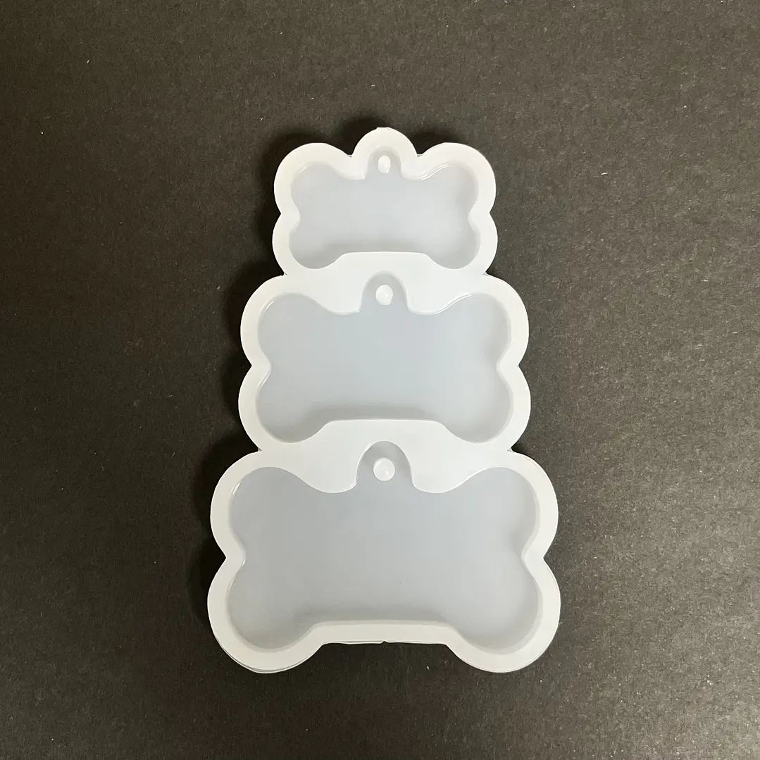 Molde de silicona HUESITO TRIPLE, placas identificación perros.  1