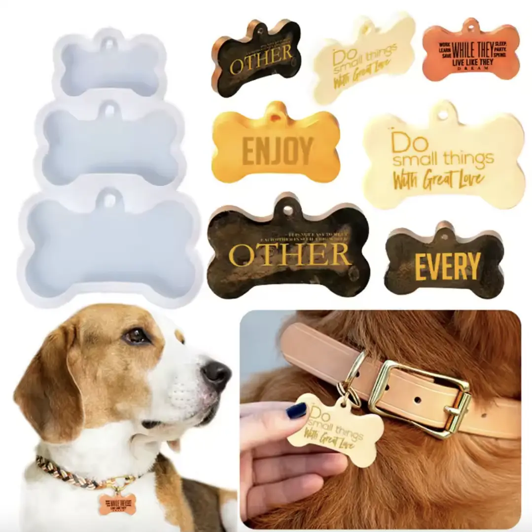 Molde de silicona HUESITO TRIPLE, placas identificación perros.  4