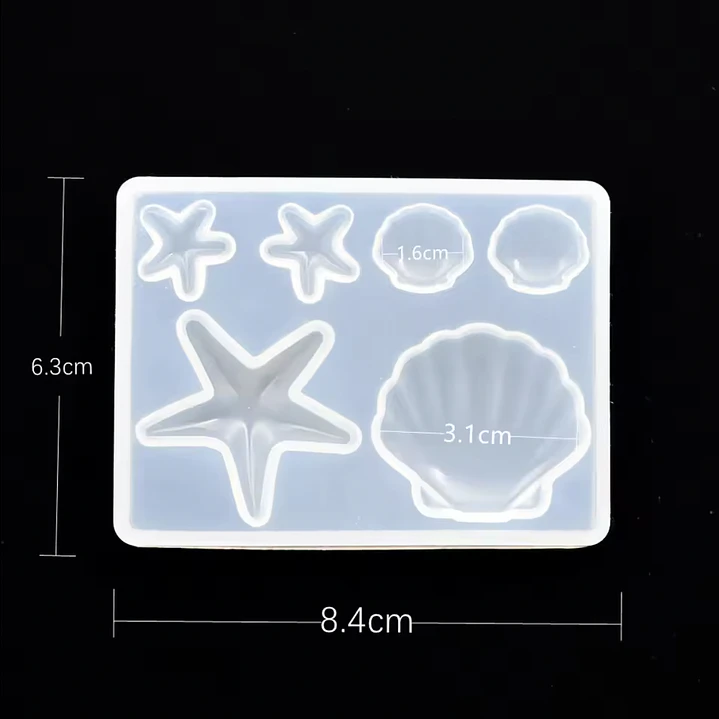 Molde de silicona mini dijes marinos, estrellas, conchas. 3