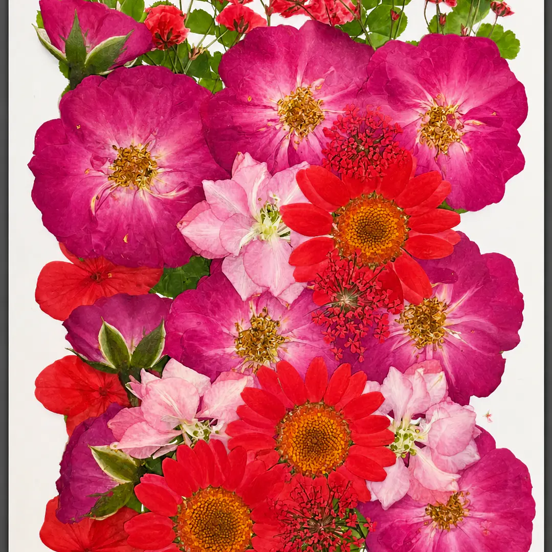 Flores naturales prensadas #10, TONOS ROJOS 1